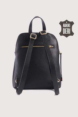 Hakiki Deri Kadın Sırt Çantası Siyah Smr9209 Siyah