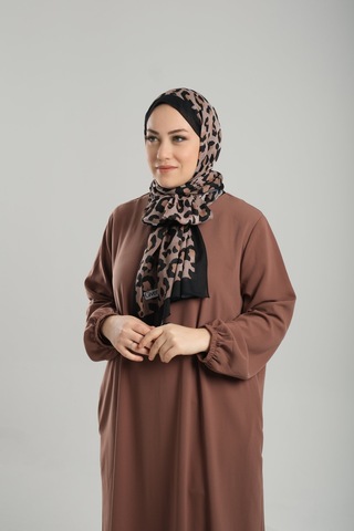 Giverny Gold Desenli Şal Kesik Elyaf Pamuksu Leopar Dijital Baskılı 202125 03 Gold