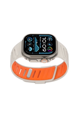 Ny Joy Watch Ultra 49mm Twin Silikon Kordon - Beyaz-turuncu Nyjoybz