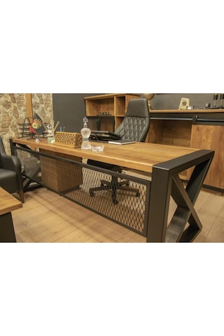 Deryawood Masif Ağaç Bilgisayar Masası 220 85 76 Cm Açık Ceviz