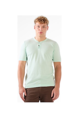 Dufy Su Yeşili Erkek Slim Fit Düz Düğmeli O Yaka Triko Su Yeşili