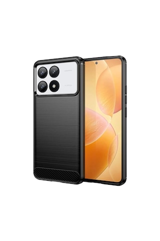 Xiaomi Poco F6 Pro İçin Brushed Carbon Fiber Silikon Kılıf-al3332