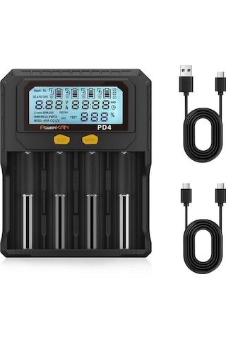 Honeybeeshop Powerkan Pd4 Akıllı Pil Şarj Cihazı 4 Kanal Li İon Nimh Ni Cd Şarj Usb Lcd Ekran