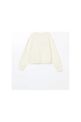LC Waikiki Lcw Kids Bej Bisiklet Yaka Kız Çocuk Kalın Crop Sweatshirt Beıge