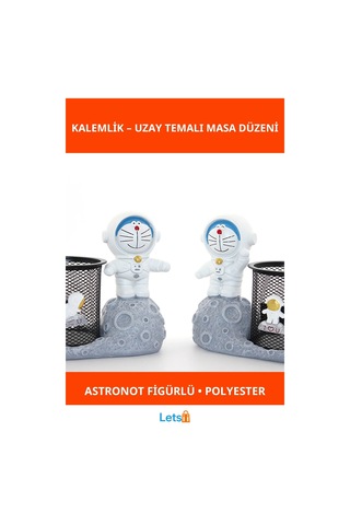 Astronot Temalı Dayanıklı Polyester Kalemlik Çok Renkli