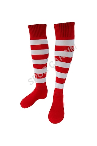 Tam Profesyonel Zebra Futbol Çorabı,Tozluk,Konç Kırmızı-Beyaz