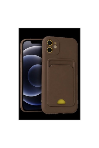 Apple İphone Uyumlu 11 Kılıf Kelvin Kartvizitli Silikon - Kahverengi