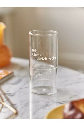 Roomi Borosilikat Cam Bardak 380 Ml, Uzun, Yazılı 177176247 Beyaz