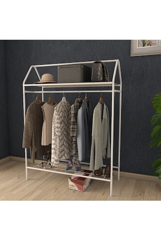 Home Hanger Beyaz Konfeksiyon Askısı Raflı Butik Askı Konsept Askılık Beyaz