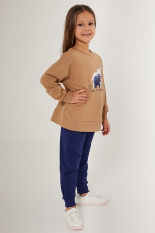 Rolypoly Never Let Go Your Dreams Kahverengi Kız Çocuk Eşofman Takımı Vizon