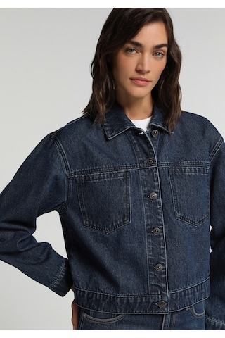 Colin's Colins Oversize Fit Düğmeli Astarsız Kadın Dark İndigo Denim Ceket Cl1082795 Q1.v1 Dn45171