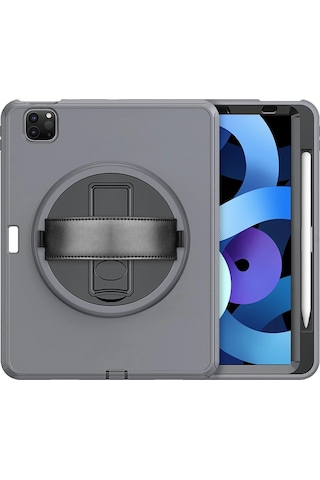 Newface - 756 - iPad Uyumlu Pro 11 2018 Kılıf Hand Strap Tablet Kılıfı - Csmo-tex - - Gri