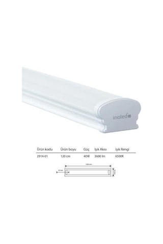 İnoled 40w Led Etanj Armatür Ip65 6500k 120cm Çok Renkli