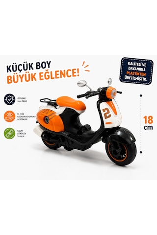 18 Cm Vespa Görünümlü Oyuncak Scooter Turuncu Beyaz