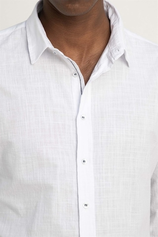 Tudors Slim Fit Uzun Kol Apoletli Keten Düz Erkek Beyaz Gömlek-26931-beyaz Beyaz