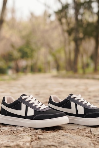In Step Street Style Erkek Siyah-beyaz Korduroy Detaylı Süet Şehir Ayakkabısı