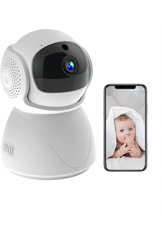 Markalonya Cm-12 Ip Bebek Güvenlik Kamerası, 360 Derece Dönebilen, 5mp Hd Görüntü, Wifi Bağlantılı, Gece Görüşlü, Sesli İletişim, Plastik Gövde, Masa Üstü Montaj, İç Mekan