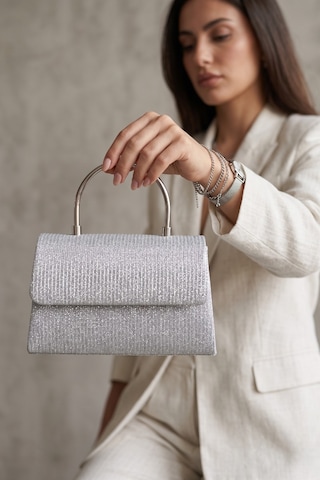 Vellabags Gümüş Parlak Detaylı Kadın Abiye Çanta Açık Gümüş
