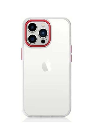 Apple Uyumlu iPhone 13 Pro Max Kılıf Zore Krom Kapak Kırmızı