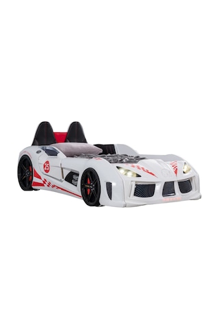 Setay Arabalı Yatak, Raceing Car V8 Full Ledli Koltuklu Arabalı Yatak - Beyaz 100x190