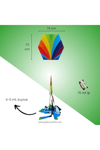 Naylon Altıgen Uçurtma - Rengarenk