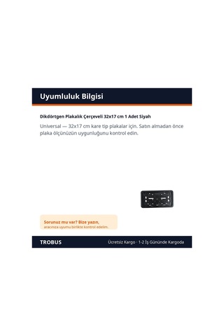 Trobus Dikdörtgen Plakalık Çerçeveli 32x17 Cm 1 Adet Siyah