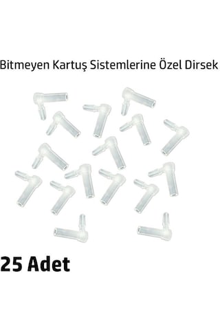 Bitmeyen Kartuş için Özel Hortum Dirseği 25 Adet L Dirsek