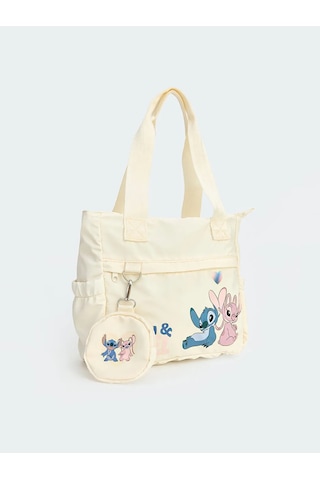 Lc Waikiki Ekru Stitch Ve Angel Baskılı Kız Çocuk Omuz Çantası