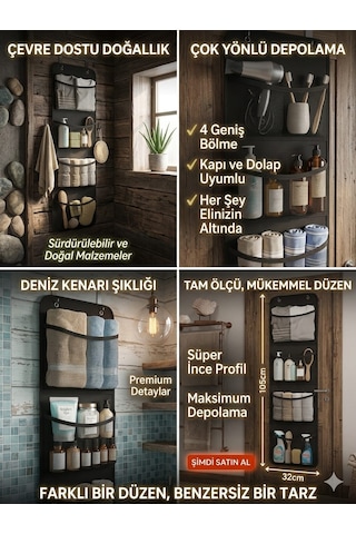 4 Cepli Çok Amaçlı Dolap Içi Düzenleyici Organizer Dolap Içi Düzenleyici Kapı Arkası Askılık Kapı Arkası Organizeri Banyo Düzenleyici Mutfak Siyah