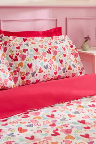 Kaşmir Home Sarah Anderson Amour Glow Kalp Desenli Tek Kişilik Nevresim Takımı Multicolour