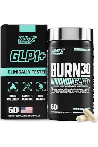 Nutrex Burn30 Glp-1 Carnitine Super Berberine Weight Management Appetite Control Gymnema Sylvestre 6 Aromasız