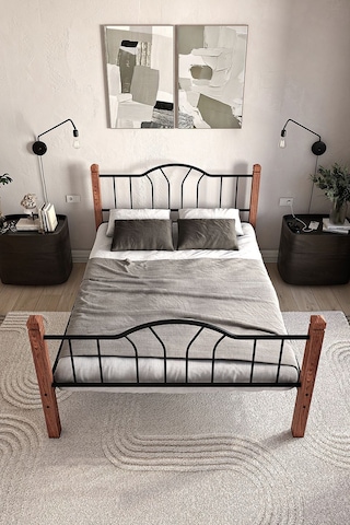 Argimo Pasifik Çift Kişilik Ferforje Metal Karyola 180 x 200 Siyah