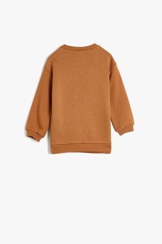 Koton Kız Bebek Sweat Baskı Detayı Uzun Kollu Bisiklet Yaka Pamuklu Şardonlu Kahve