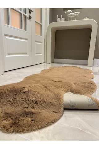 Ultra Soft Kahverengi Yumuşak Dokulu Peluş Halı Çift Kafa Post