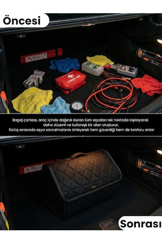 Araç Bagaj Düzenleyici Organizer Tay Tüyü Kaymaz Cırt Bantlı Geniş Hacimli Çanta A3