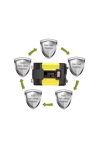 Dancemonkey 500w Araba Güç İnvertörü, Led Dijital Ekranlı 12v-220v Ac