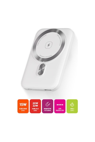 Polosmart Pbs152 Magsafe 5000mah Taşınabilir 15w Şarj Cihazı Powerbank Beyaz Beyaz