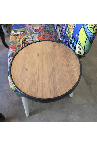 Koltuk Yanı Sehpa Oval Yuvarlak Yan Sehpa 5096