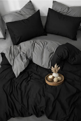 Siyah & Gri Çift Kişilik Nevresim Takımı - Modern Minimal Seri Siyah-gri