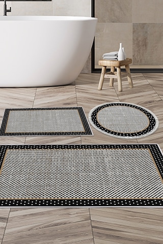 Dekoreko Kaymaz Taban Djt 3 Lü Banyo Paspas Takımı Trend Karışık Modern 604m Siyah