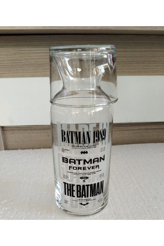 Rak Le Batman Yazı Baskılı Başucu Sürahisi Bardaklı Set - 700 Ml