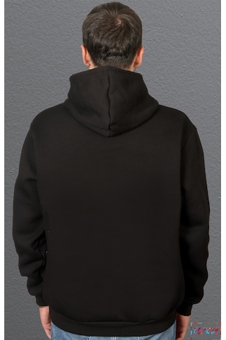 Bumeta Yılbaşı Santa Claus Geyik Silüet Noel Baba Baskılı Sweatshirt Unisex Kapüşonlu Hoodie Siyah