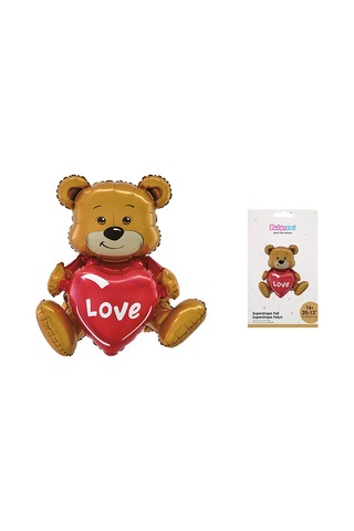 Folyo Balon Love Yazılı 3d Kalp Balonlu Sevimli Ayıcık 41 50 31 3 Parçalı Parti Süsü Folyo Balon Sevgililer Günü-evlenme Teklifi Çok Renkli