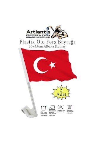 Plastik Otofors Bayrak 30x45 Cm 5 Adet Konvoy Ve Araç Bayrağı Cama Takılan Bayrak Türk Bayrağı Oto Fors 30 45