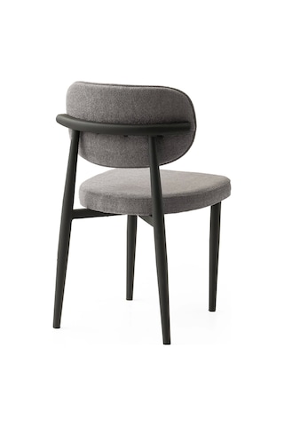 Sst Kumaş Salon Ve Mutfak Sandalyesi Metal Ayaklı 6 Adet Gri-siyah