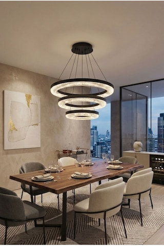 LumiaLighting Vera Model Siyah Kumandalı 3 Renk Modu Ledli Modern Salon Mutfak Çocuk Yatak Odası Led Avize