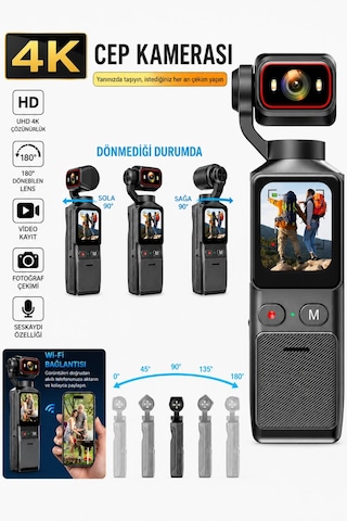 Glr L19 4k Ultra Hd Wi-fi Vlog Kamerası 180 Dönebilir Lens, 6 Eksenli Sarsıntı Önleyici Gimbal Dest