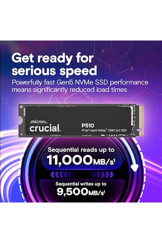 Crucial P510 1tb Pcıe Gen5 Nvme 2280 M.2 Ssd Ct1000p510ssd8 1100