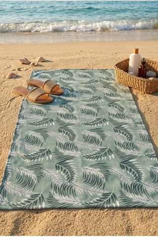 Modern Botanik Yeşil Plaj Havlusu 70 X 150 Cm Yeşil - Yeşil
