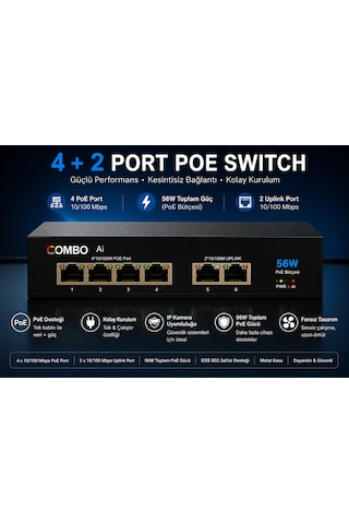 4+2 Poe Switch 10/100mbps 65w 4+2 Poe Switch 10/100mbps 65w